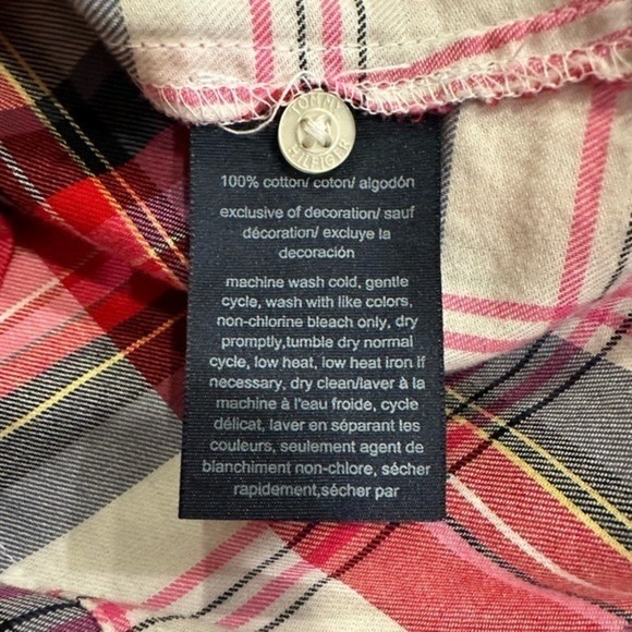Tommy Hilfiger Women's Plaid Button-Front Shirt Long‎ Sleeve Red Blue Size Large - Picture 7 of 7